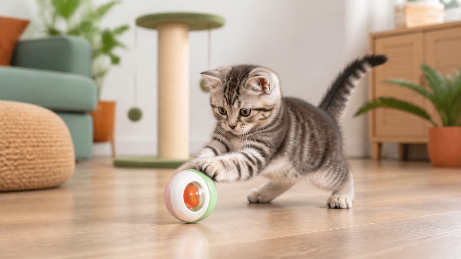 Chaton jouant dans la maison